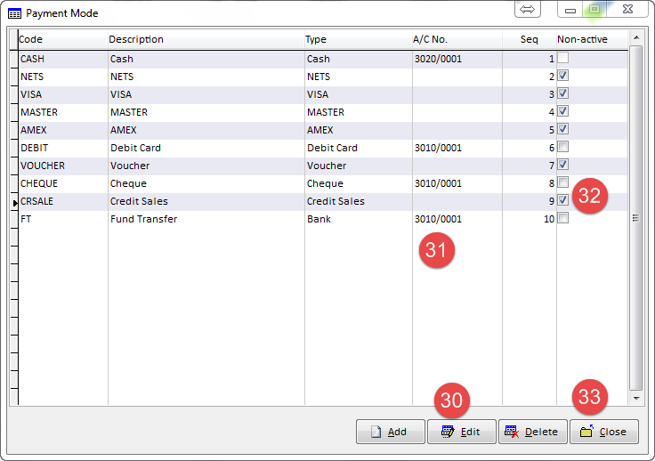 Sort Code Formart One Pay MP0101-10 Set Payment Mode